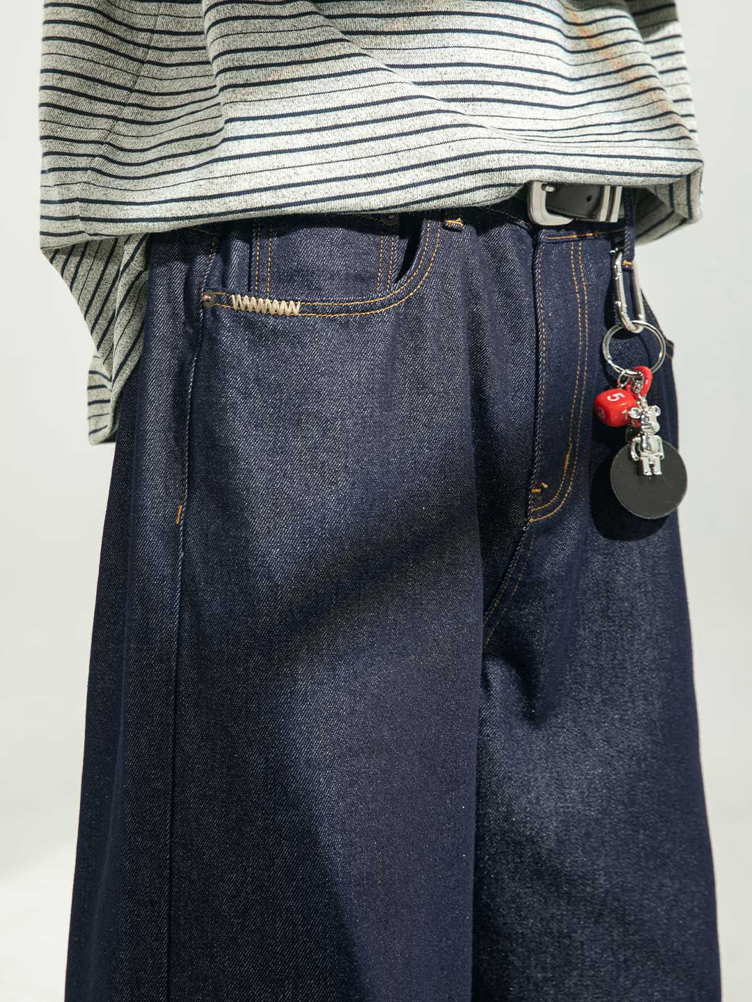 Retro Color-blocked Loose-fit Straight-fit Jeans