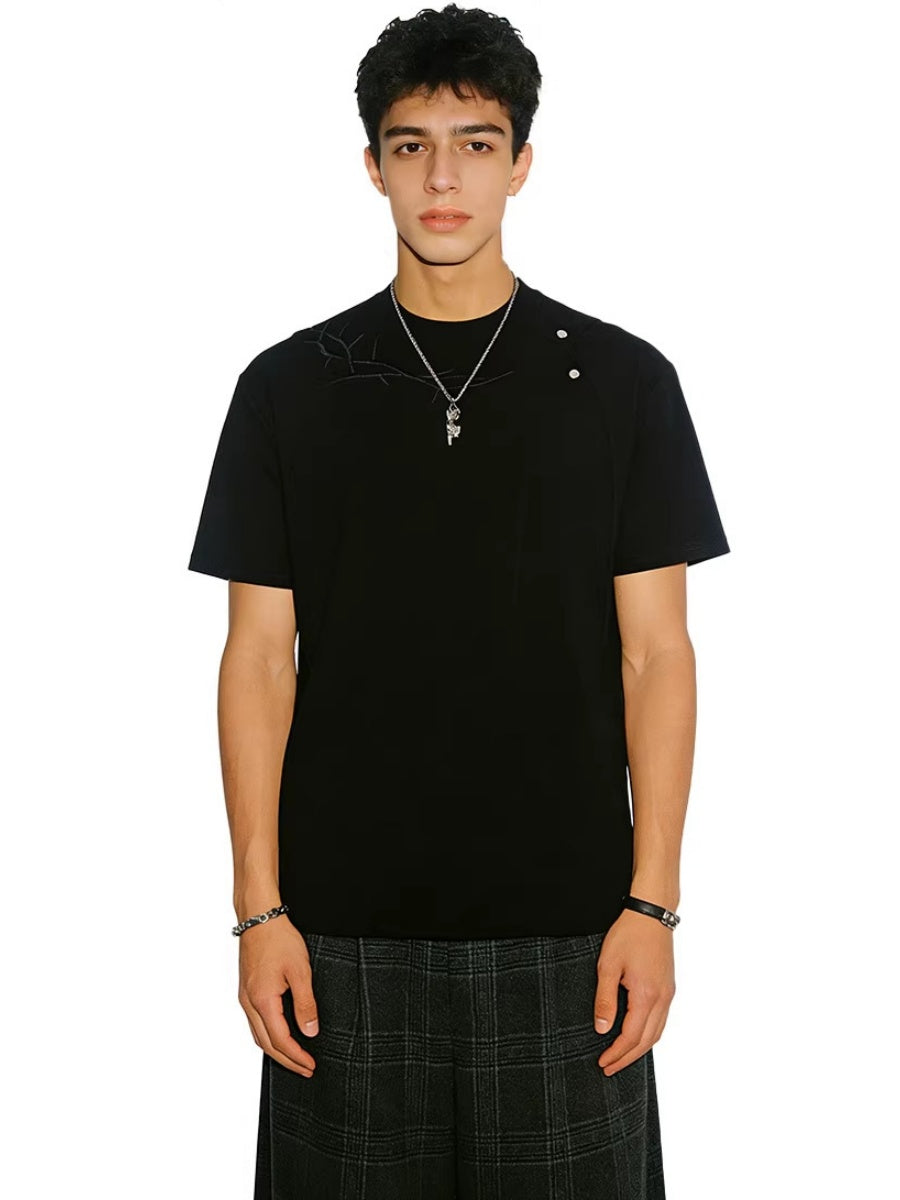 Cleanfit Lightning Dark Pattern Embroidery T-shirts