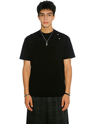 Cleanfit Lightning Dark Pattern Embroidery T-shirts