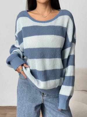 Stripes Color Matching Knitted Sweater
