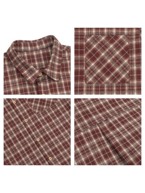 Plaid Layered-look Retro Shirts