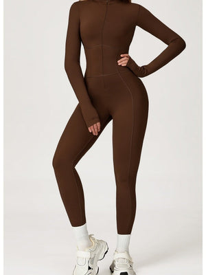 Long-sleeved Stand Collar Fleece Keep Warm High Elasticity Waist Slimming And Shaping Yoga Fitness Outdoor Jumpsuits/pants