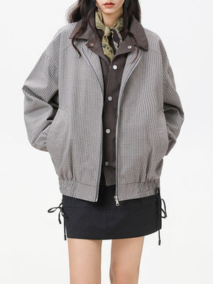 Old Money Style Plaid Color-blocked Layered-look Jackets
