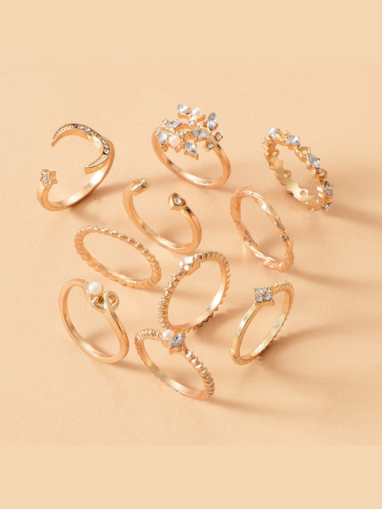 Star And Moon Diamond Ring Set