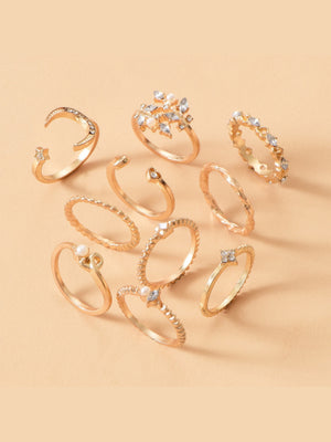 Star And Moon Diamond Ring Set