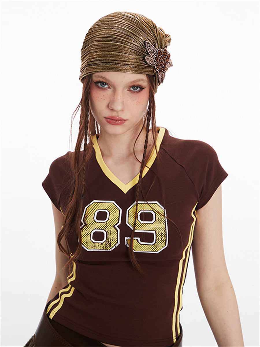 Liber Summer Women's Contrasting colors Letters/Numbers/Words T-shirts