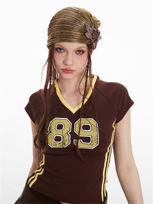 Liber Summer Women's Contrasting colors Letters/Numbers/Words T-shirts