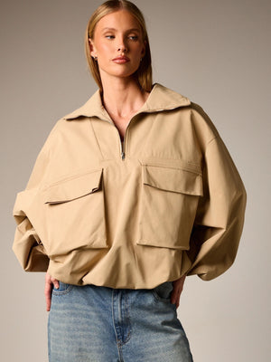 Workwear Style Long-sleeved Coat