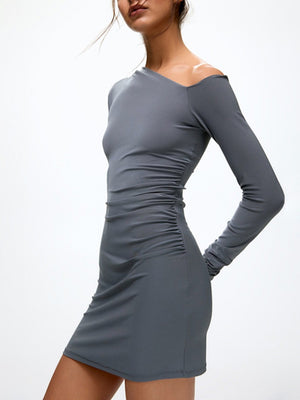 Asymmetrical Collar Slim Fit Hip Body Mini&Short Dresses