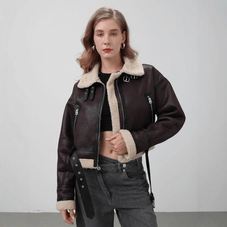 Leather Panelled Fur Pocket Jacket