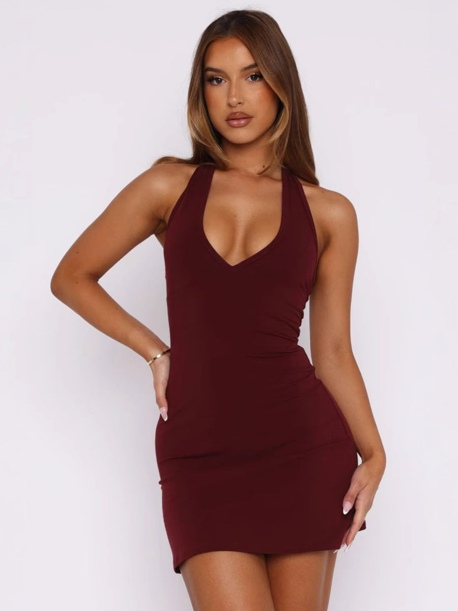Liber Summer Women's Zipper Solid Color Mini&Short Dresses