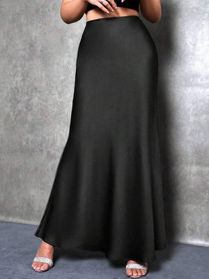 Simplicity Imitation Silk Solid Color Long Skirts