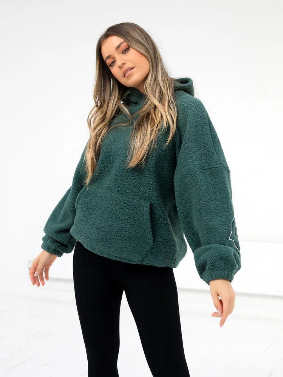 Fleece Letter Embroidery Thick Hooded Sweatshirt