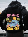 Dropped Shoulder Sleeves Fashion Sunlight Waves Printed Leisure Hoodies