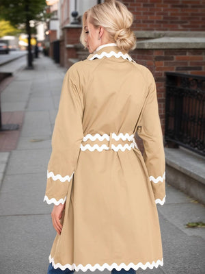 Liber Summer Women's Buttons Color matching Trench Coats