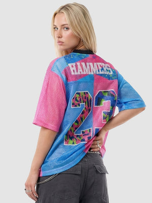 Color-blocked Net Hole Baseball Breathable T-shirts