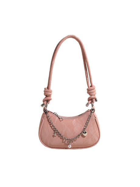 Heart-shaped Metal Chain Crossbody Bag