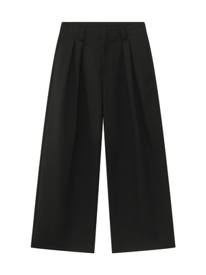 Stereo Double Pleat A-shape Loose-fit Dress Pants Pants