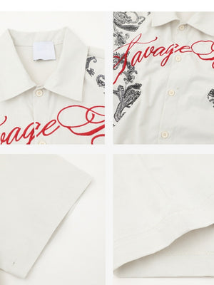 Retro Cashew Flowers Pattern Printed Loose-fit Shirts