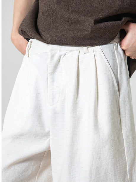 Straight-fit Five Points Lightweight Breathable Flax Shorts