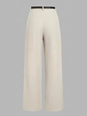 Elegant And Casual Wide-leg Straight Pants With Belt