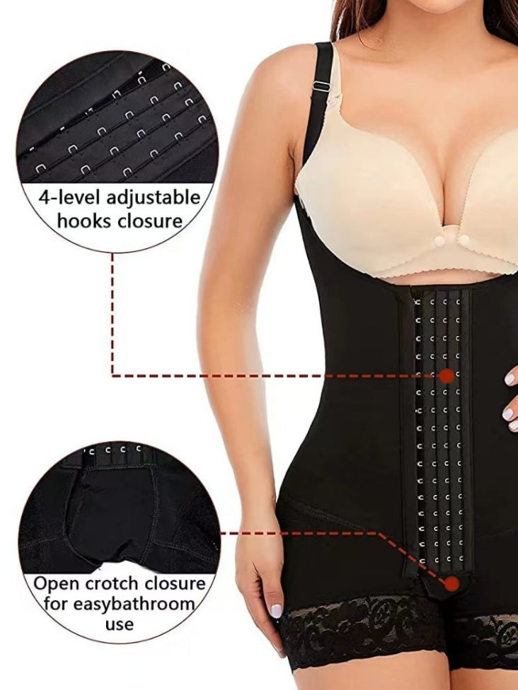 Taillenkorsett mit Knöpfen, Bauchformer aus Spitze, Shapewear-Bodys