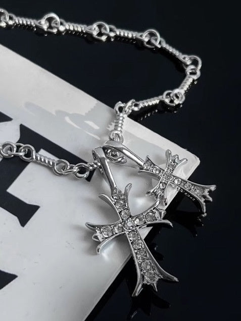 Double Cross Diamond Necklaces