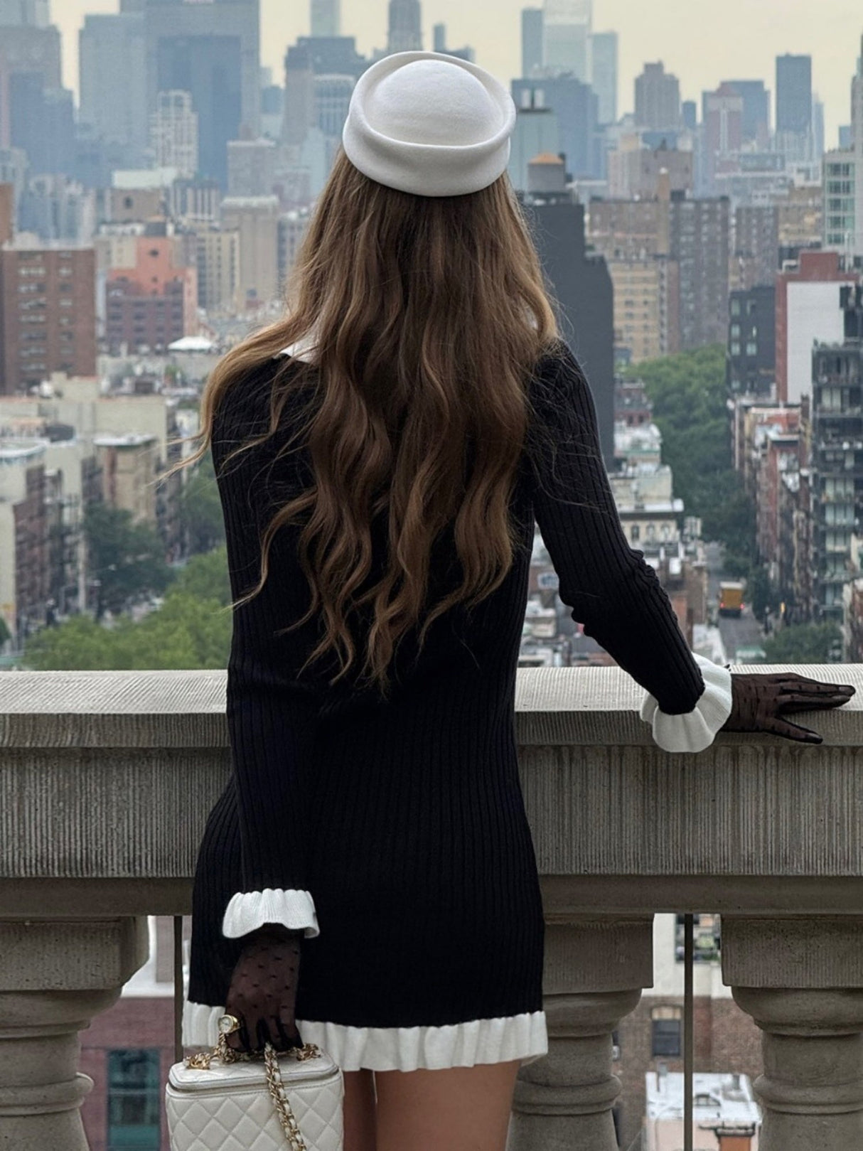 Color-blocked Ribbed Edge Lapel Buttons Maxi Dresses