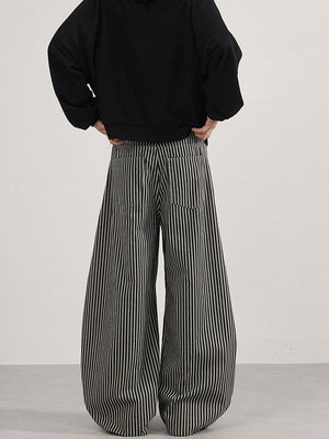 Liber Autumn Neutral wear Color matching Stripes Pants