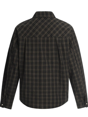 Niche Graffiti Letters Loose Plaid Long-sleeved Shirt