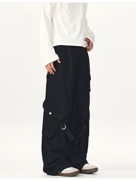 Baggy Straight-Leg Patch-Pocket Cargo Pants