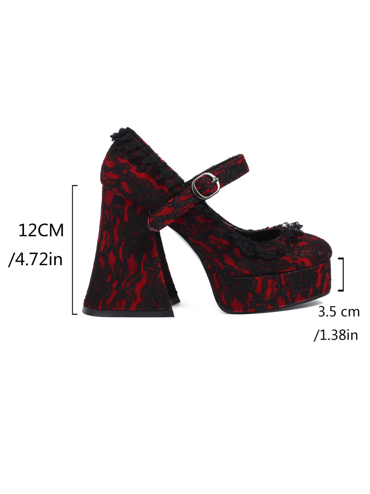 Platform Mary Jane Shoes With Strappy Soles And Lace Details 6639