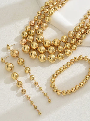 Multi-beaded Necklace And Earrings Bracelet Jewelry Sets