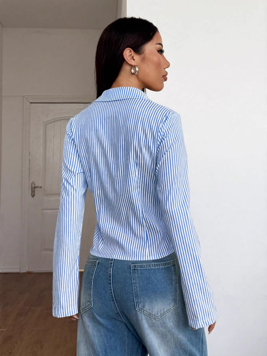 Stripes Cardigan Slim-fit Commuting Shirts