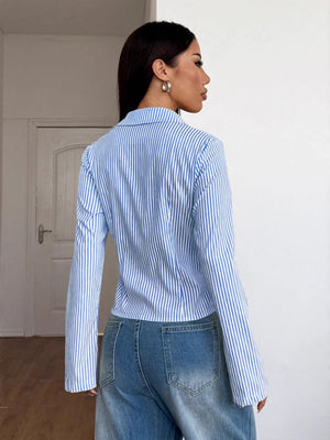 Stripes Cardigan Slim-fit Commuting Shirts