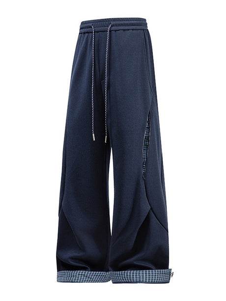 Plaid Color-blocked Patchwork Pants