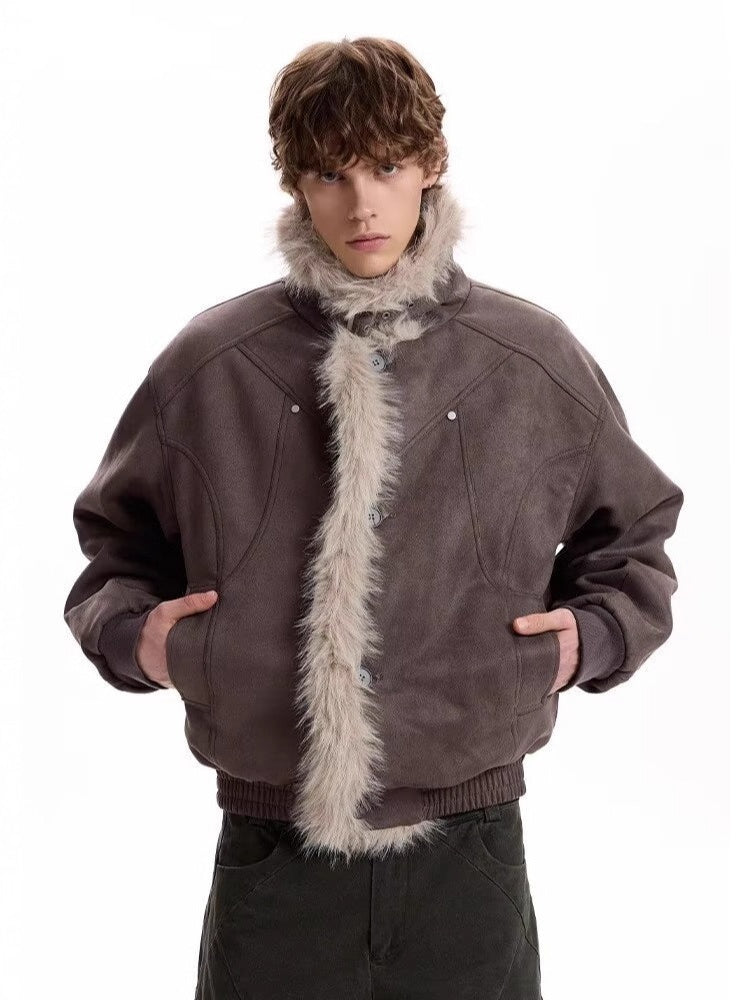 Deconstruction Fur Collar Keep Warm Thickening Jackets