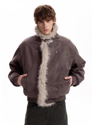 Deconstruction Fur Collar Keep Warm Thickening Jackets