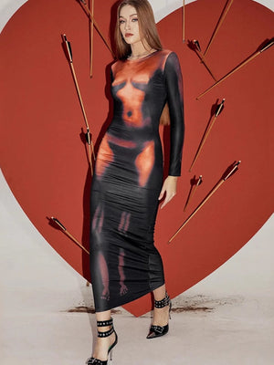 Liber Autumn Women's Body Printing Body Printing Maxi Dresses
