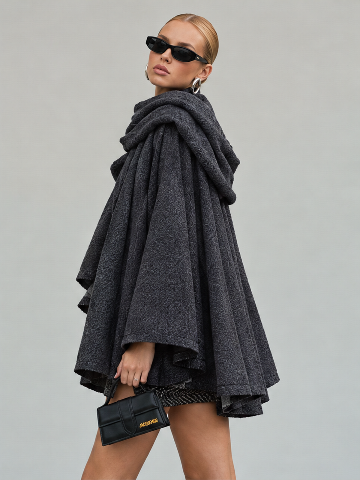 Asymmetrical Scarf Short Knit Cardigan