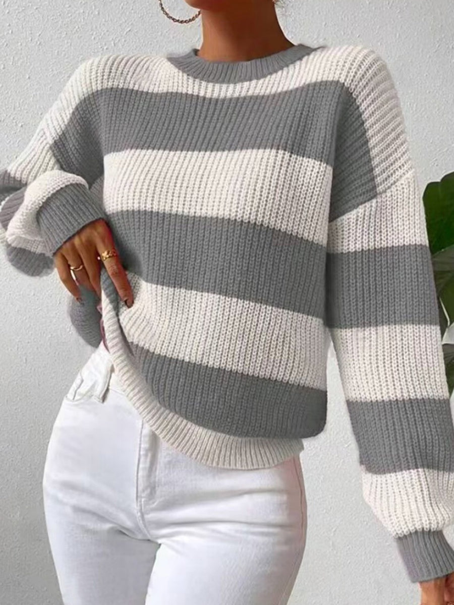 Streifen, kontrastierende Farben, überschnittene Schultern, lockere Pullover