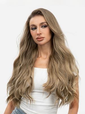 One-piece Hairpiece, Long Wavy Curls, Seamless Synthetic Fiber Wig