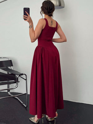 Liber Summer Women's Waist Solid Color Maxi Dresses