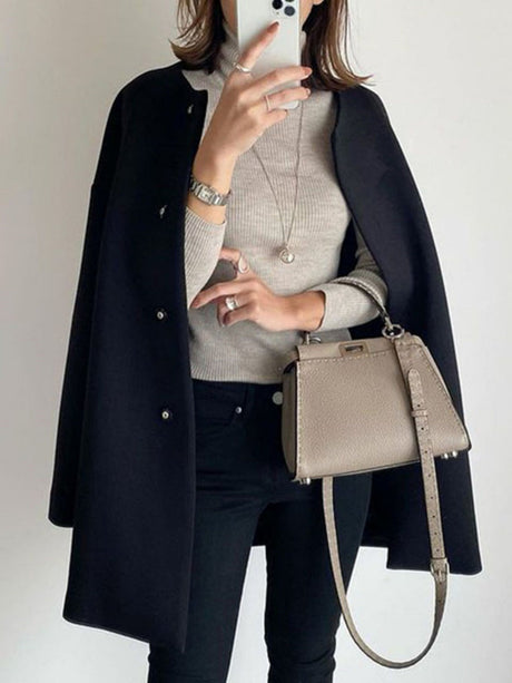 Straight Simplicity Woolen Cloth Coat Coats