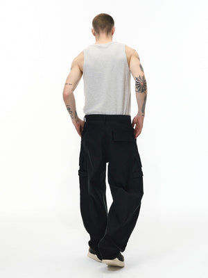 Liber Autumn Neutral wear Multiple pockets Solid Color Cargo Trousers