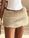 Furry Patchwork Bodycon Dress Short Skirt