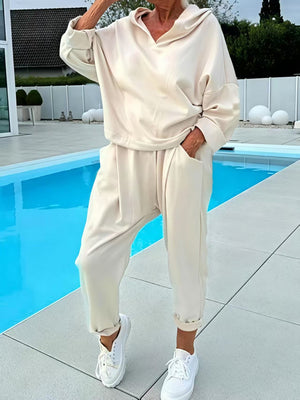 Ensembles 2 pièces comprenant un sweat à capuche et un pantalon de couleur unie