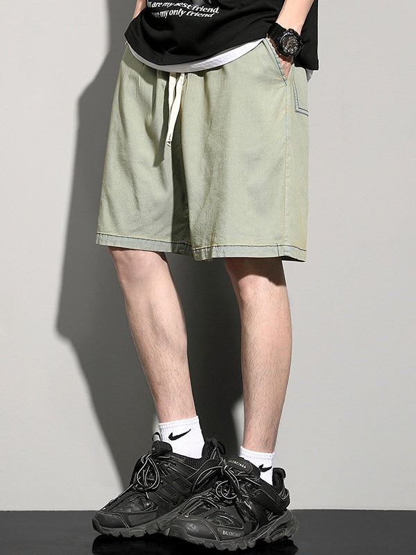 Loose-fit Straight-fit Five Points Denim Shorts