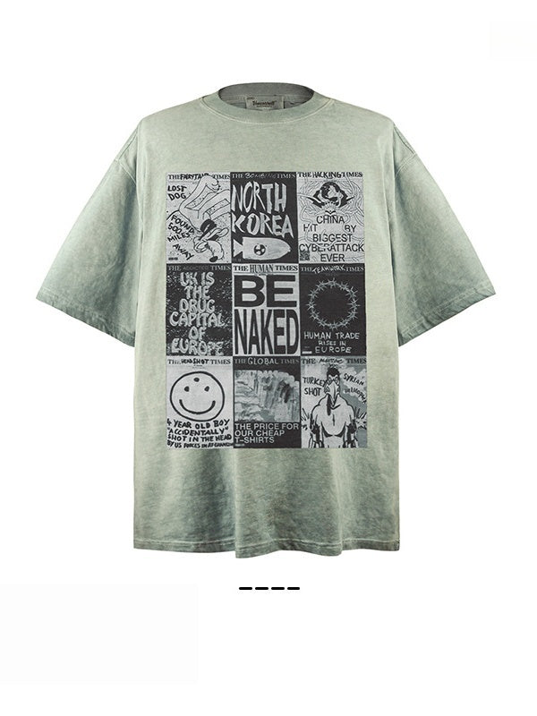 Liber Summer Neutral Printed Graffiti T-shirts