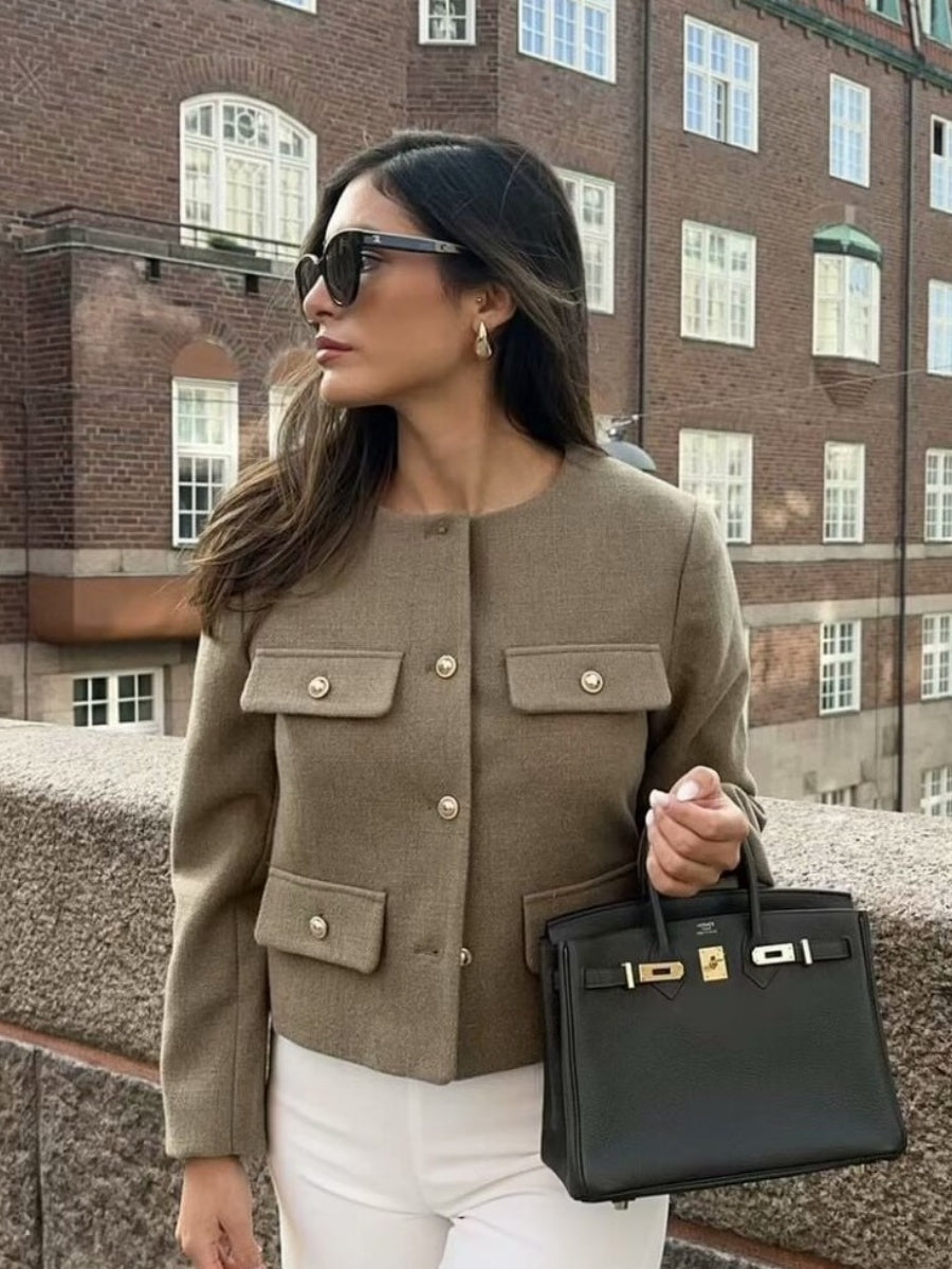 Chanel-inspired Stylish Short Dress With Button Embellishments Blazers